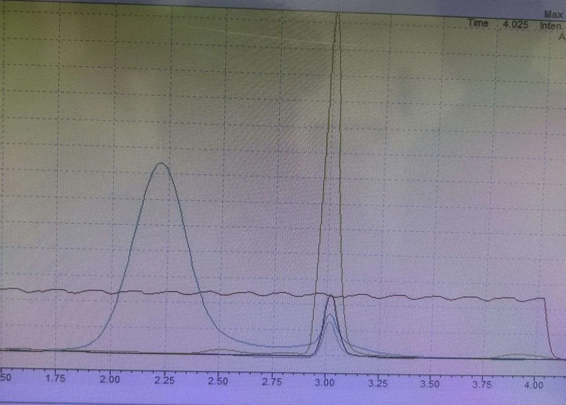 Second view of the chromatogram overlay during the LC-2010CHT repeatability check.