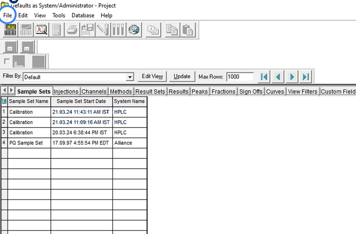 Step 7.1: Open the project — Waters Empower 3 screenshot