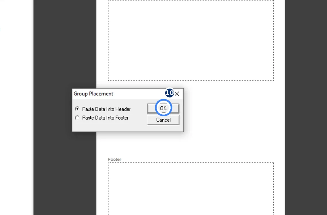 Step 7.10: Place a graphic in the header — Waters Empower 3 screenshot