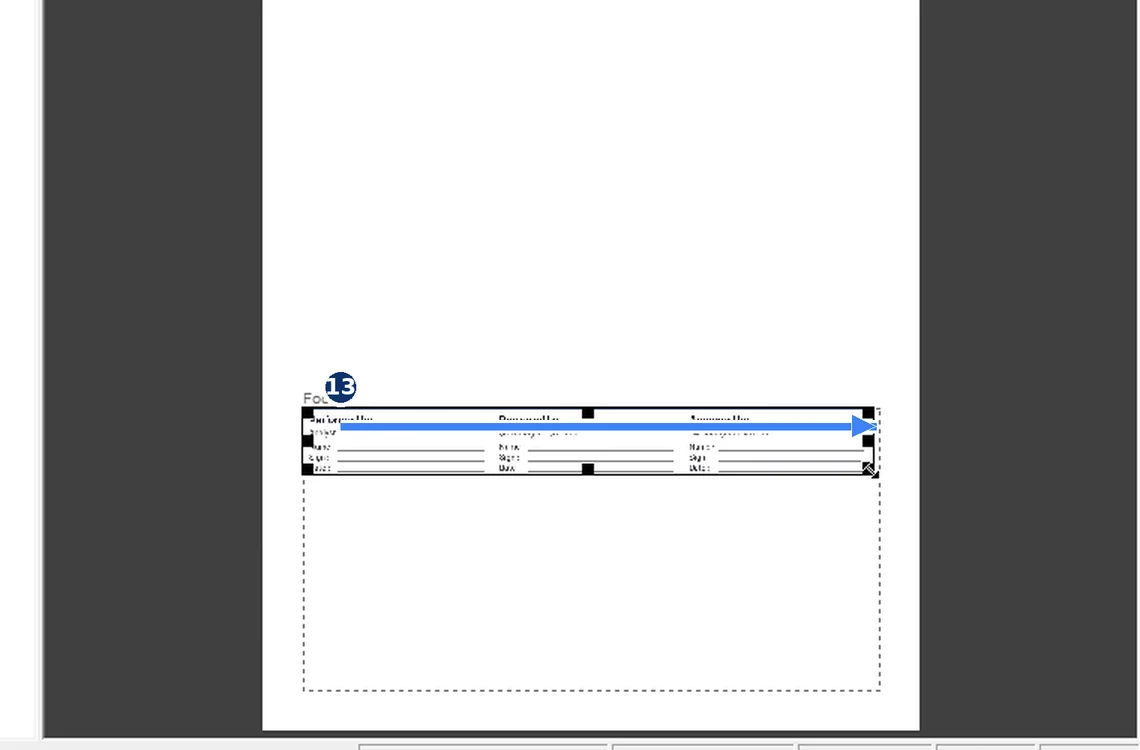 Step 7.13: Add the sign-off block to the footer — Waters Empower 3 screenshot