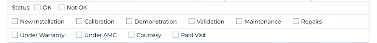 Step 7.4: Status, type of call and contract — Service documentation screenshot