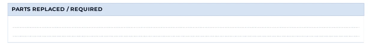 Step 7.6: Parts replaced or required — Service documentation screenshot