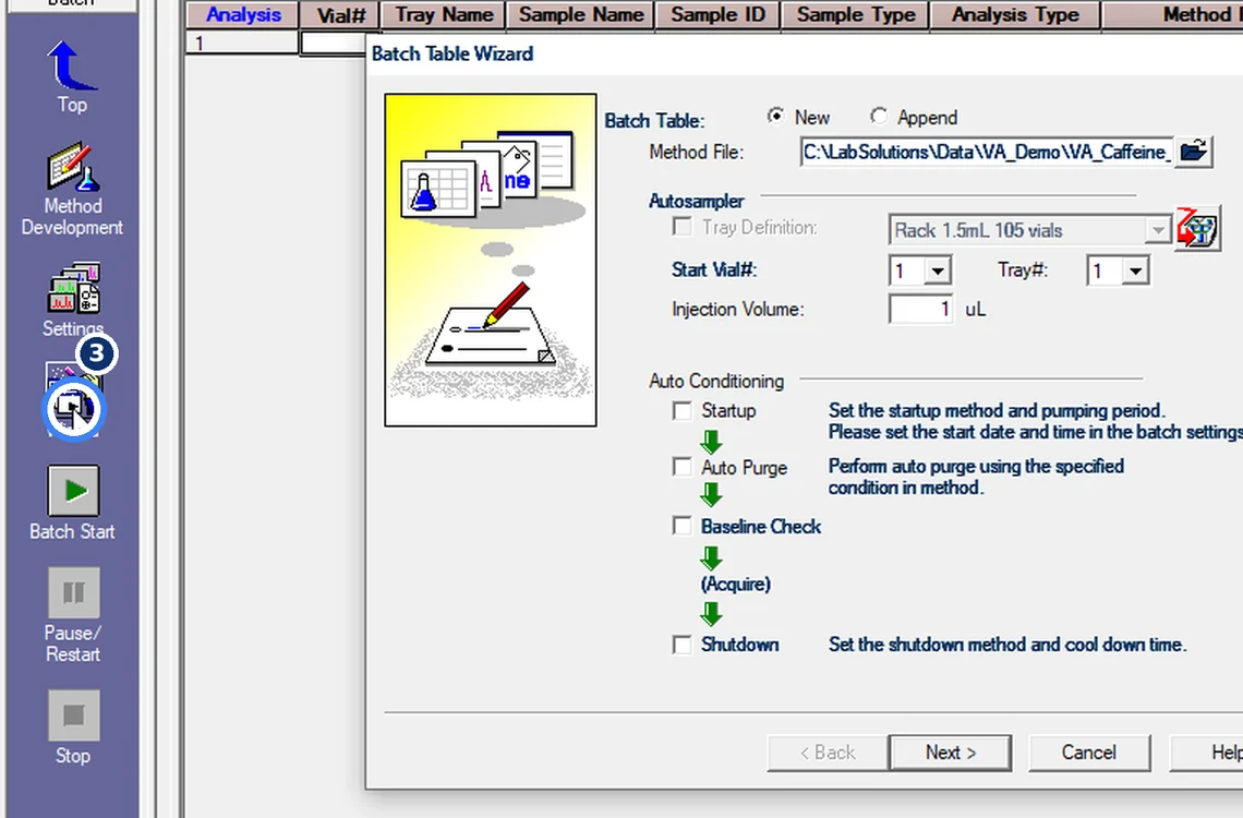 Step 7.3: Batch Wizard — Shimadzu LCsolution screenshot