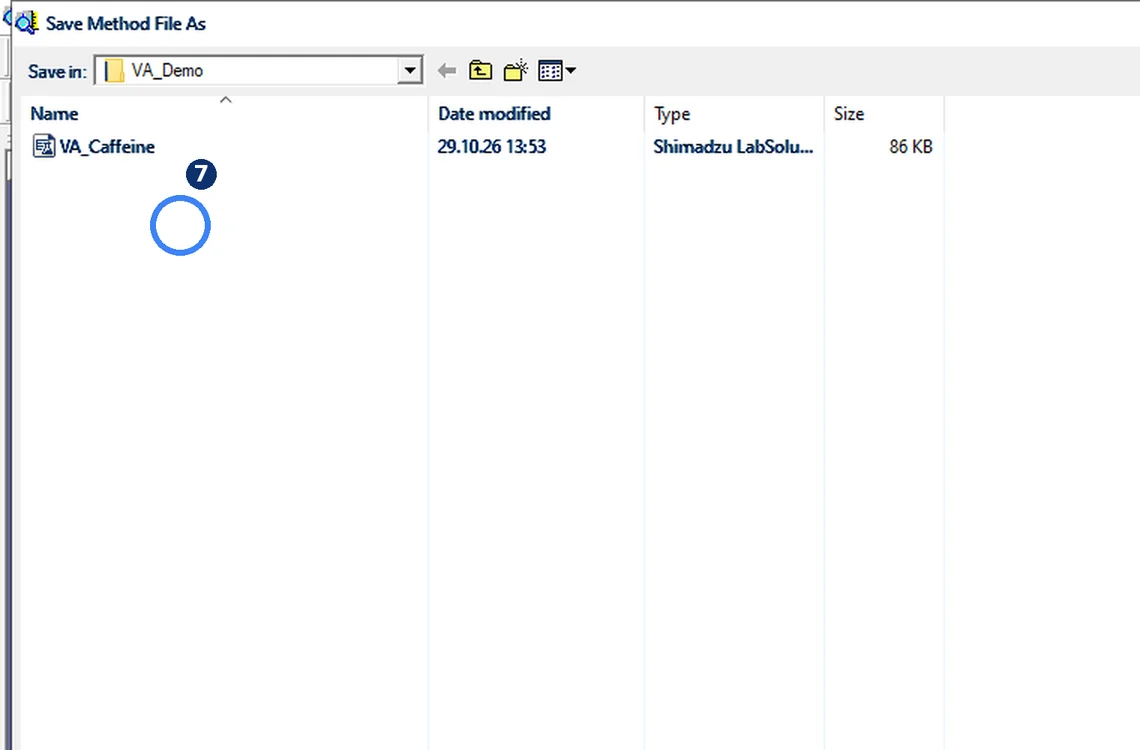 Step 7.7: Save the method — Shimadzu LCsolution screenshot