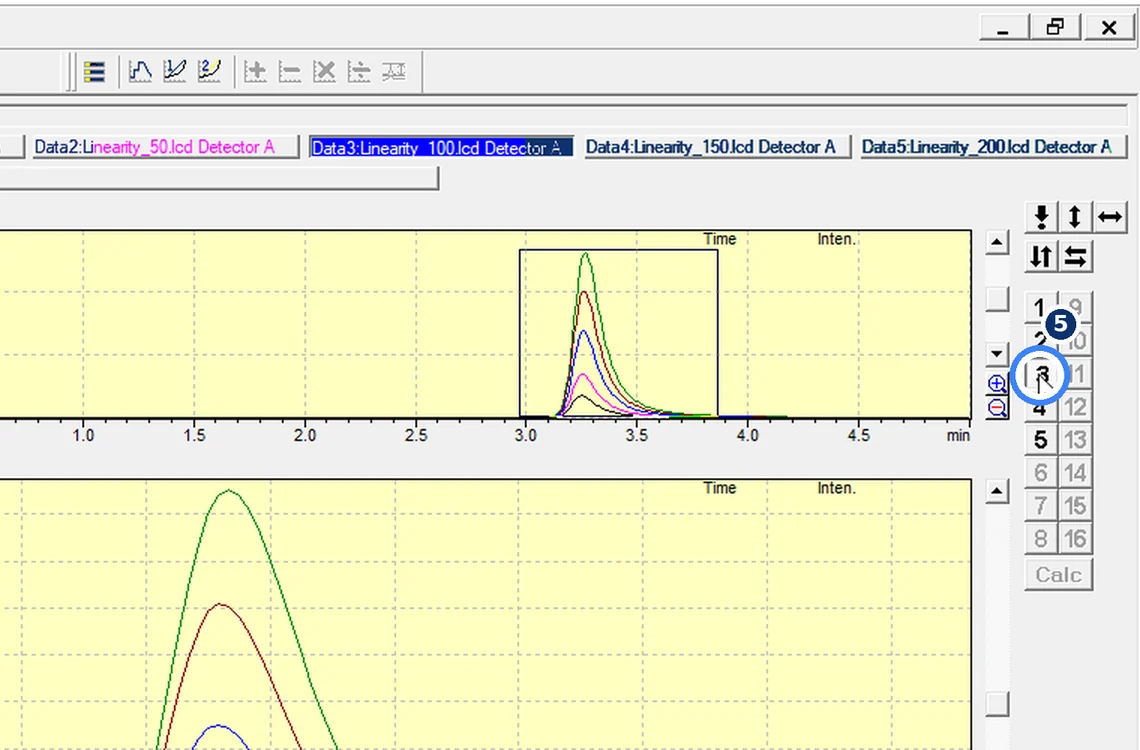 Step 7.5: Show / hide files — Shimadzu LCsolution screenshot