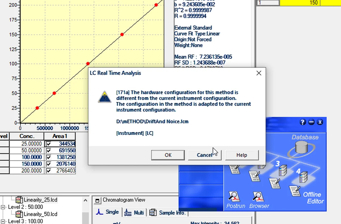 Step 7.3: Note the follow-up message — Shimadzu LCsolution screenshot