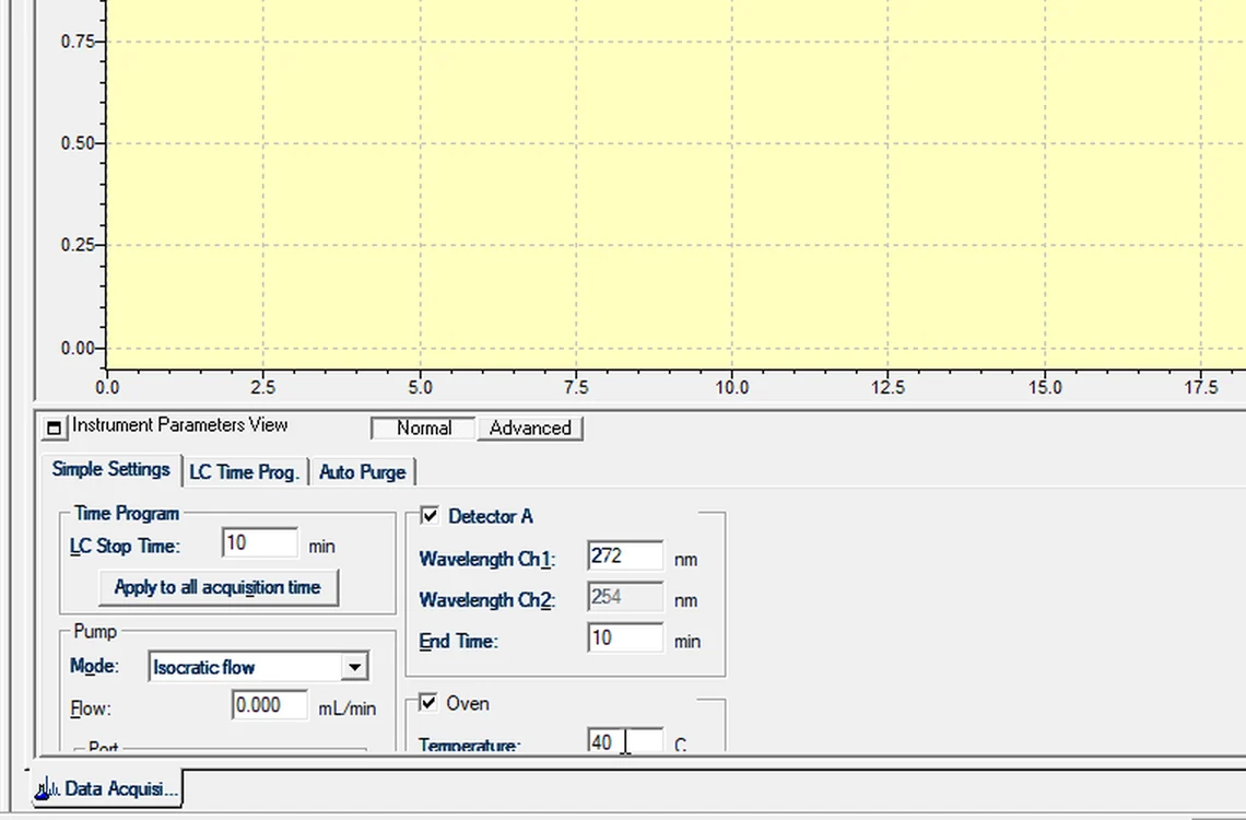 Step 7.2: Simple Settings — Shimadzu LCsolution screenshot