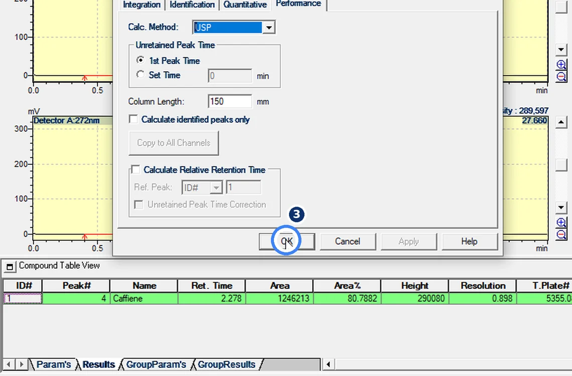 Step 7.3: Set the calculation basis — Shimadzu LCsolution screenshot
